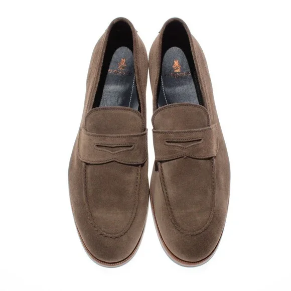 Di Bianco NWB Miseno Cashmere Suede Penny Loafers Size 45 (US 12) in Bark Brown